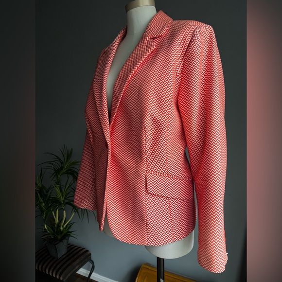 Jackets & Blazers - Women's Orange and White Chevron Blazer Double Breasted Blazer Jacket Size 1X